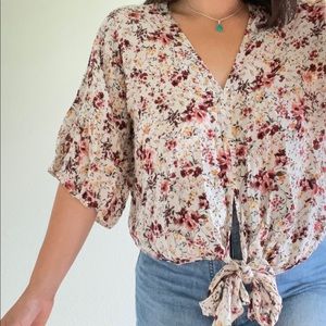 Floral Tie Front Top